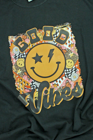 Psychedelic Good Vibes Happy Face Adult Ring-Spun Cotton Tee - Wholesale Accessory Market