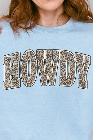 Arched Howdy Leopard Heavy-weight Crew Sweatshirt - Wholesale Accessory Market