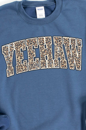 Arched Yeehaw Leopard Heavy-weight Crew Sweatshirt - Wholesale Accessory Market