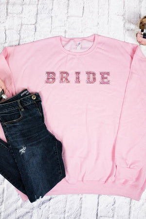Bride Pink Sparkle Patch Heavy-weight Crew Sweatshirt - Wholesale Accessory Market