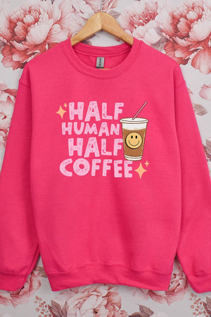 Half Human Half Coffee Heavy-weight Crew Sweatshirt - Wholesale Accessory Market