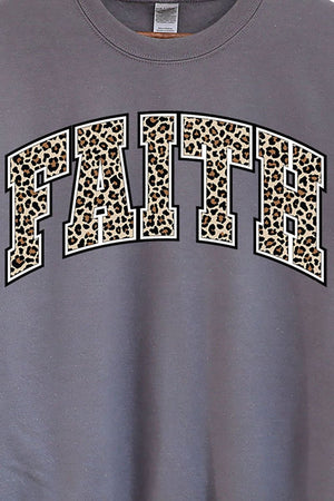 Arched Faith Leopard Heavy-weight Crew Sweatshirt - Wholesale Accessory Market