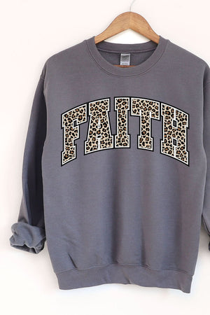 Arched Faith Leopard Heavy-weight Crew Sweatshirt - Wholesale Accessory Market