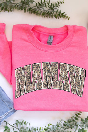 Arched Mamaw Leopard Heavy-weight Crew Sweatshirt - Wholesale Accessory Market
