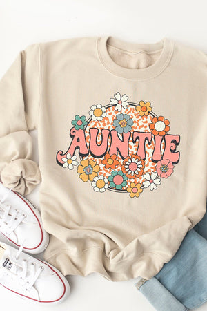Groovy Auntie Flowers Heavy-weight Crew Sweatshirt - Wholesale Accessory Market