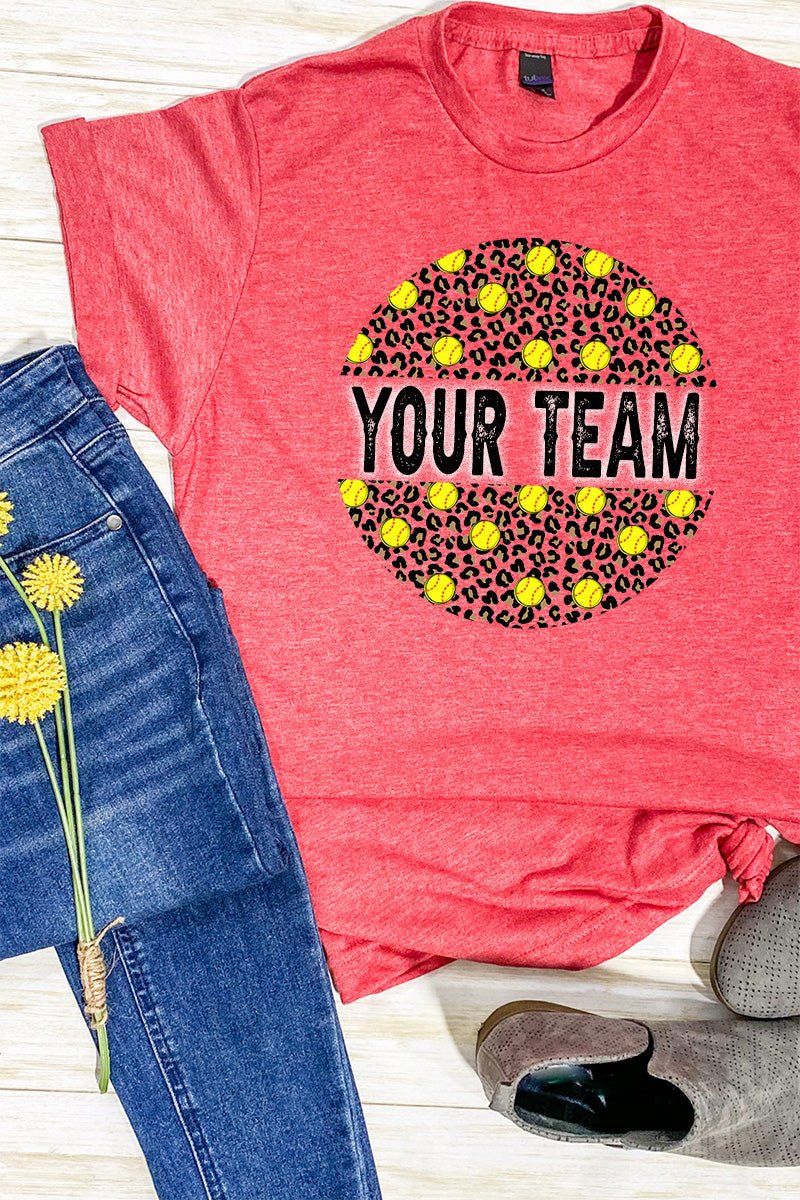 Leopard Softball Circle Your Team Unisex Blend Tee Wholesale