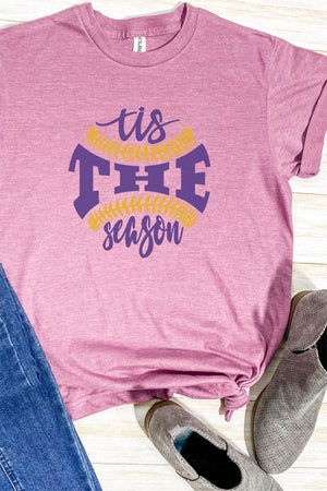 Tis The Season Baseball Purple and Gold Unisex Blend Tee - Wholesale Accessory Market