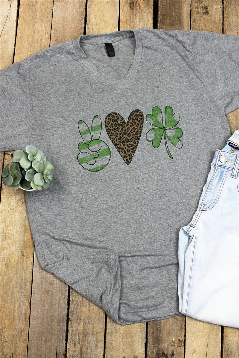 Peace Love Shamrock Unisex Poly-Rich Blend V-Neck Tee - Wholesale Accessory Market