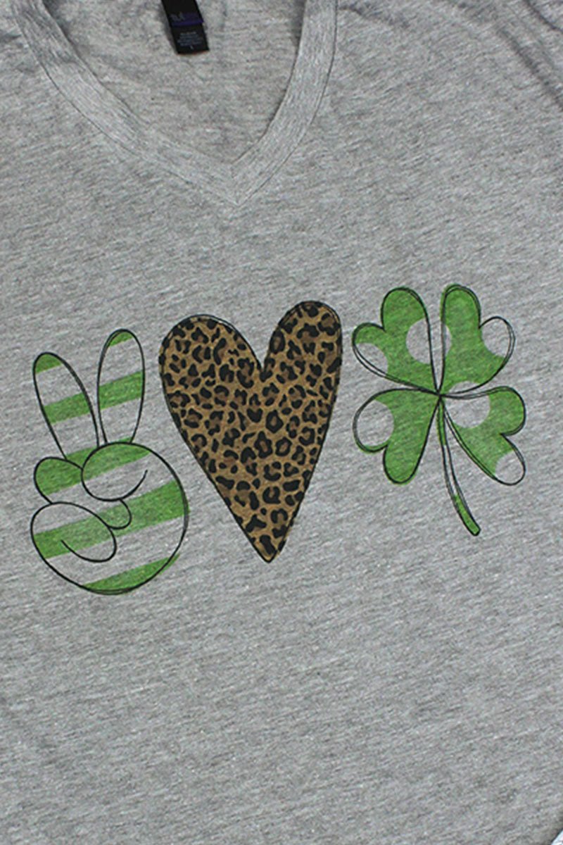 Peace Love Shamrock Unisex Poly-Rich Blend V-Neck Tee - Wholesale Accessory Market