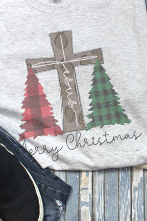 Cross Trees Merry Christmas Jesus Unisex Dri-Power Long-Sleeve 50/50 Tee - Wholesale Accessory Market