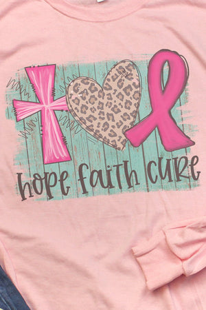 Hope Faith Cure Pink Ribbon Unisex Dri-Power Long-Sleeve 50/50 Tee - Wholesale Accessory Market