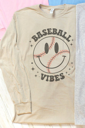 Happy Face Baseball Vibes Unisex Dri-Power Long-Sleeve 50/50 Tee - Wholesale Accessory Market