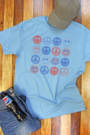 4th Of July Happy Faces Dri-Power 50/50 Tee - Wholesale Accessory Market