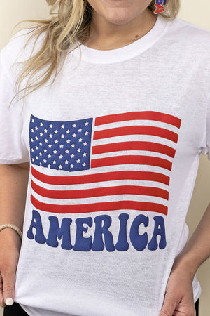 America Flag Puff Vinyl Dri-Power 50/50 Tee - Wholesale Accessory Market