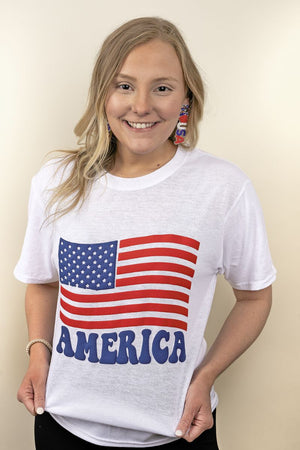 America Flag Puff Vinyl Dri-Power 50/50 Tee - Wholesale Accessory Market