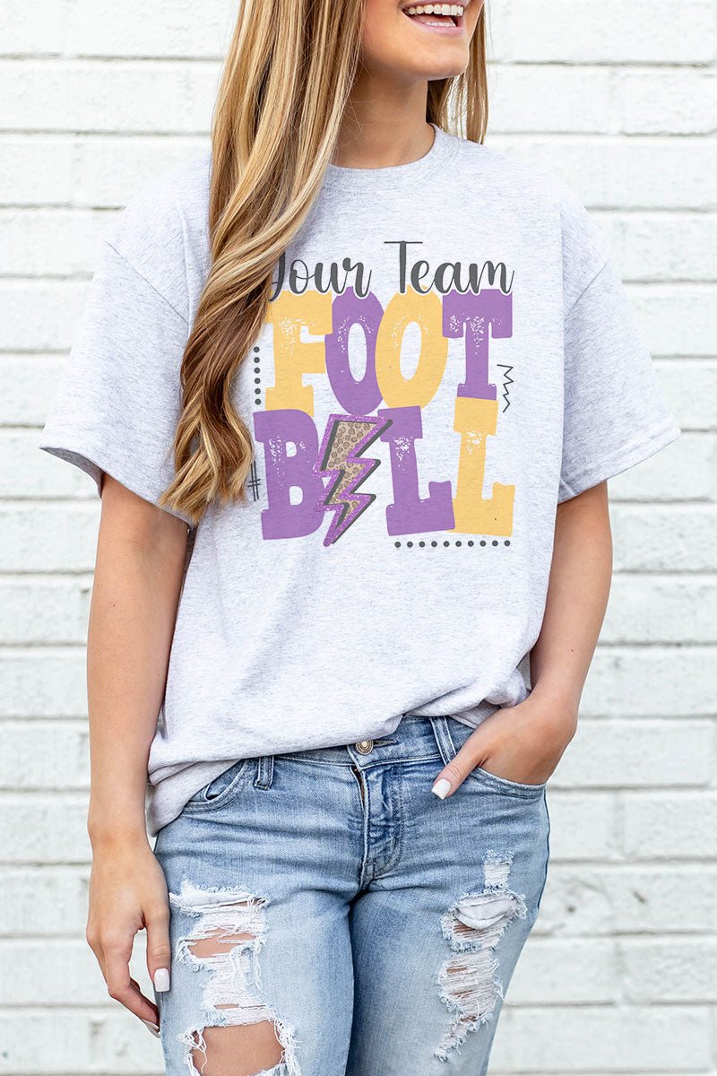 Team Name Football Purple & Gold Dri-Power 50/50 Tee - Wholesale Accessory Market