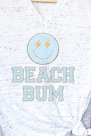 Beach Bum Happy Face Unisex V-Neck Tee - Wholesale Accessory Market
