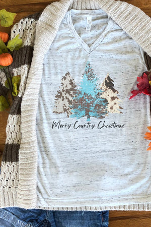 Merry Country Christmas Unisex V-Neck Tee - Wholesale Accessory Market