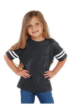 Rabbit Skins Toddler Fine Jersey Varisty Tee, Heather/White *Personalize It - Wholesale Accessory Market