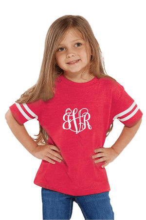 Rabbit Skins Toddler Fine Jersey Varsity Tee, Red/White *Personalize It - Wholesale Accessory Market