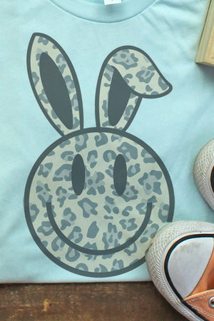 Bunny Happy Face Leopard Tri-Blend Short Sleeve Tee - Wholesale Accessory Market