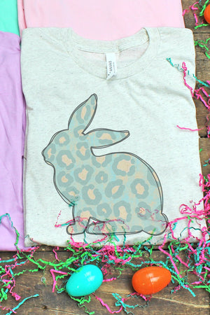 Adele Leopard Easter Bunny Tri-Blend Short Sleeve Tee - Wholesale Accessory Market