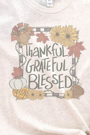 Autumn Thankful Grateful Blessed Tri-Blend Short Sleeve Tee - Wholesale Accessory Market
