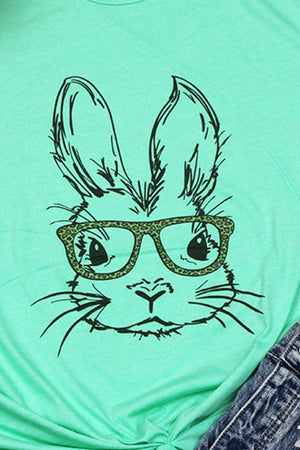 Bunny With Glasses Leopard Tri-Blend Short Sleeve Tee - Wholesale Accessory Market