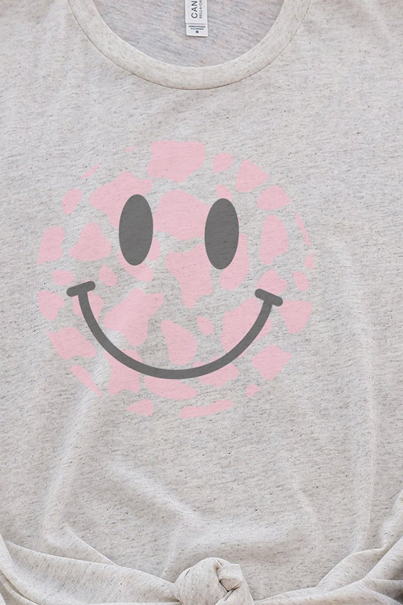 Cow Spots Happy Face Tri-Blend Short Sleeve Tee - Wholesale Accessory Market