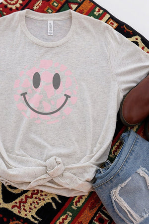 Cow Spots Happy Face Tri-Blend Short Sleeve Tee - Wholesale Accessory Market