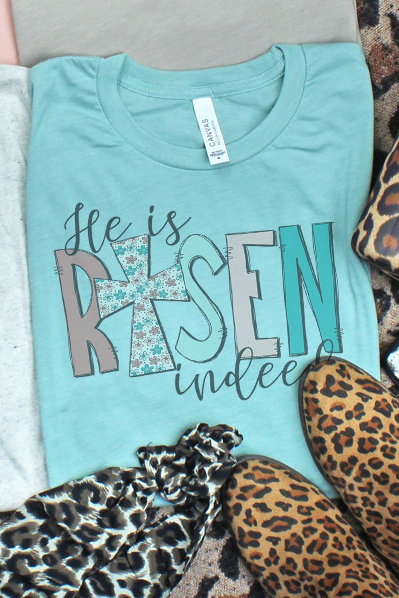 Floral He Is Risen Indeed Tri-Blend Short Sleeve Tee - Wholesale Accessory Market