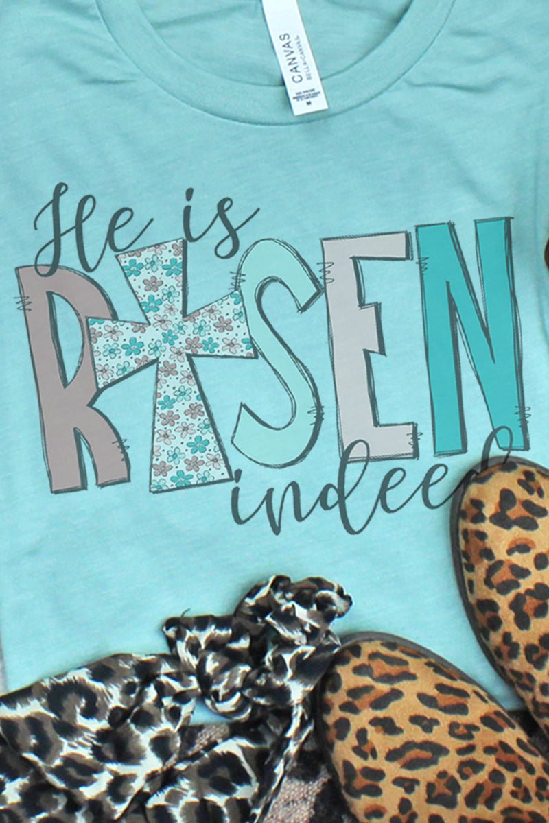 Floral He Is Risen Indeed Tri-Blend Short Sleeve Tee - Wholesale Accessory Market