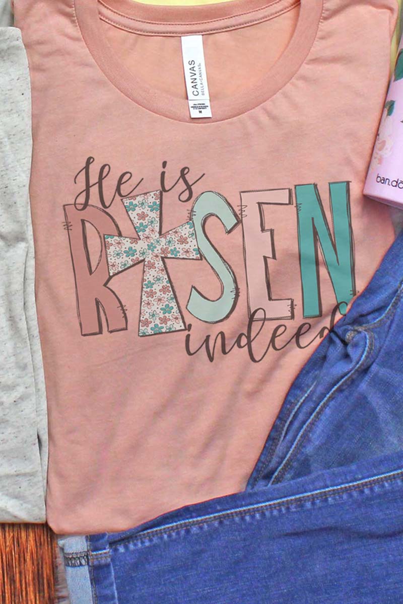 Floral He Is Risen Indeed Tri-Blend Short Sleeve Tee - Wholesale Accessory Market