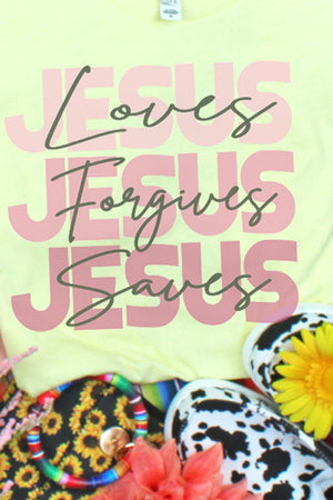 Jesus Loves Forgives Saves Tri-Blend Short Sleeve Tee - Wholesale Accessory Market