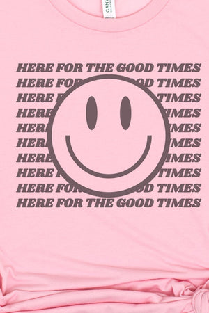 Here For The Good Times Happy Face Tri-Blend Short Sleeve Tee - Wholesale Accessory Market