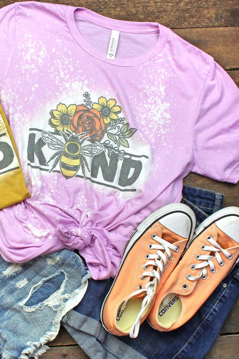 Bleached Floral Be Kind Tri-Blend Short Sleeve Tee - Wholesale Accessory Market
