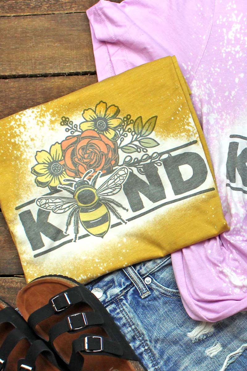 Bleached Floral Be Kind Tri-Blend Short Sleeve Tee - Wholesale Accessory Market