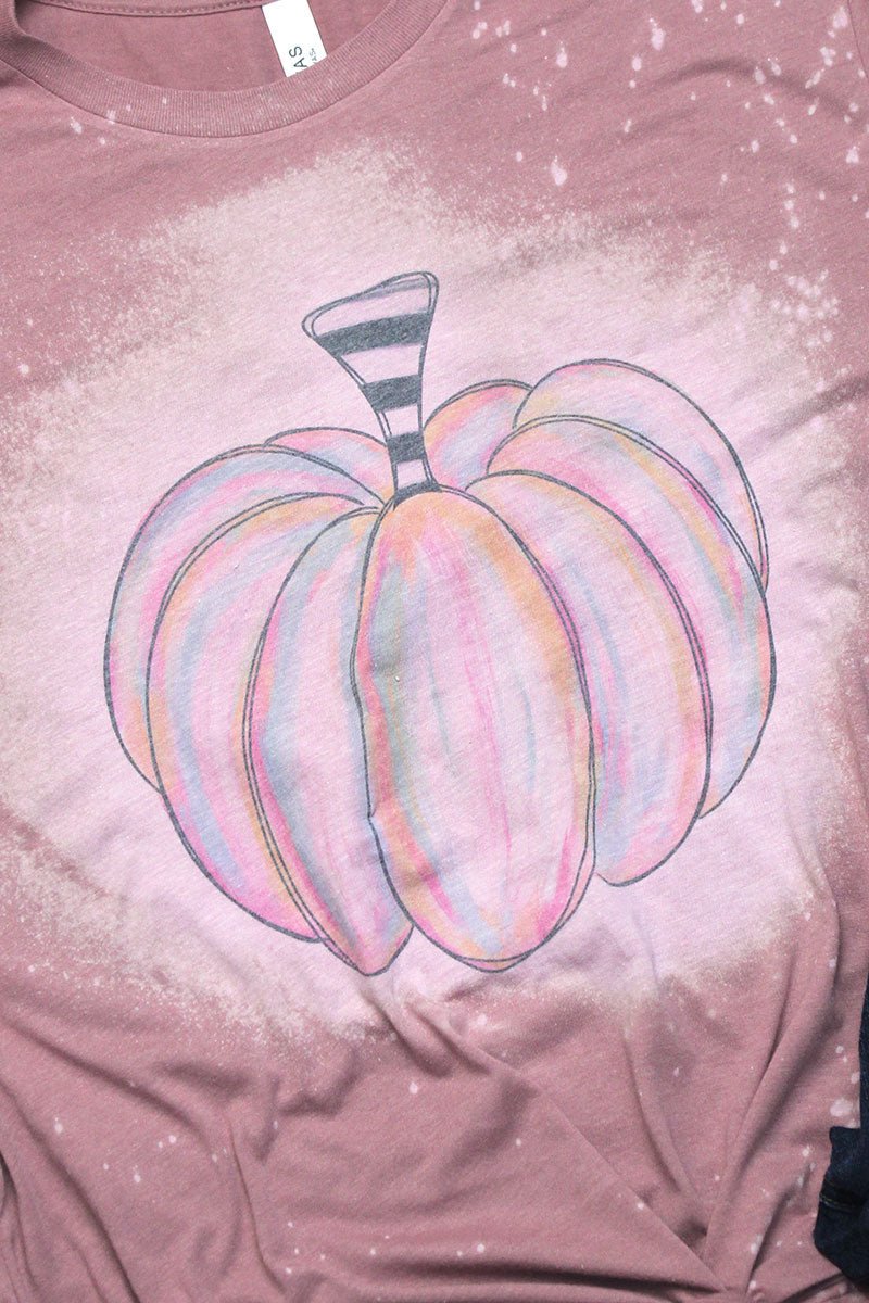 Bleached Watercolor Pumpkin Tri-Blend Short Sleeve Tee - Wholesale Accessory Market