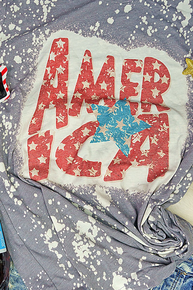 Bleached Vintage Star American Tri-Blend Short Sleeve Tee - Wholesale Accessory Market