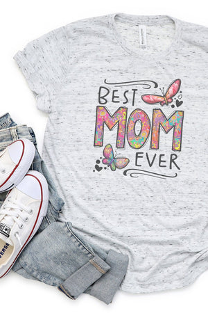 Floral Best Mom Ever Unisex Short Sleeve Tee - Wholesale Accessory Market