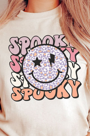 Happy Face Stacked Spooky Short Sleeve Relaxed Fit T-Shirt - Wholesale Accessory Market