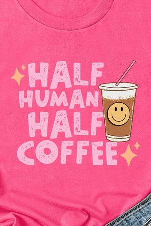 Half Human Half Coffee Short Sleeve Relaxed Fit T-Shirt - Wholesale Accessory Market