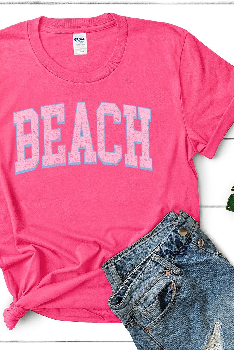 Vintage Varsity Beach Short Sleeve Relaxed Fit T-Shirt - Wholesale Accessory Market