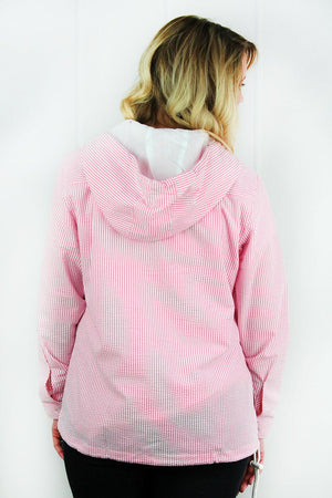 Charles River Women's Pink Seersucker Bar Harbor Pullover (Wholesale Pricing N/A) - Wholesale Accessory Market