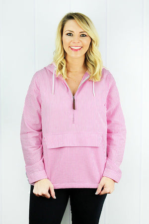 Charles River Women's Pink Seersucker Bar Harbor Pullover (Wholesale Pricing N/A) - Wholesale Accessory Market