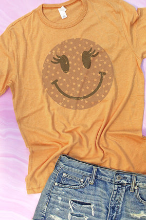 Star of the Show Happy Face Vintage Jersey T-Shirt - Wholesale Accessory Market