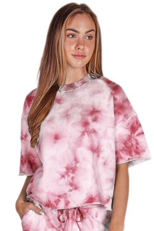 Charles River Women's Washed Red Tie-Dye Clifton Short Sleeve Sweatshirt (Wholesale Pricing N/A) - Wholesale Accessory Market