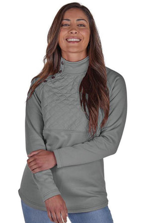 Charles River Women's Heather Gray Newbury Asymmetrical Snap Sweatshirt (Wholesale Pricing N/A) - Wholesale Accessory Market