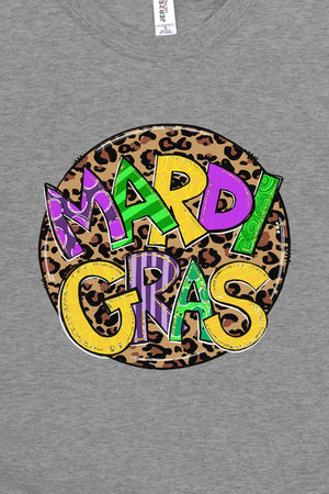 Doodle Leopard Mardi Gras Heavy Cotton Long Sleeve Adult T-Shirt - Wholesale Accessory Market