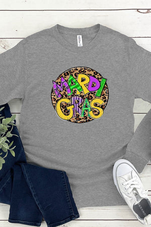 Doodle Leopard Mardi Gras Heavy Cotton Long Sleeve Adult T-Shirt - Wholesale Accessory Market